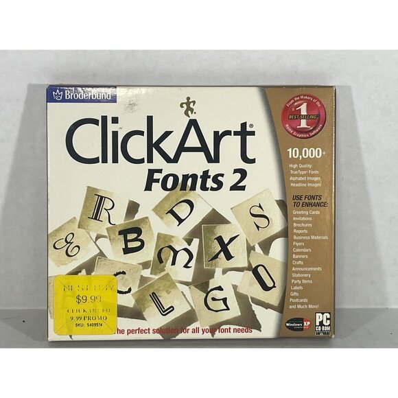 Vintage Get Click Art Fonts 2 by Borderbund for Windows 98/2000/ME or Windows NT - Picture 1 of 2